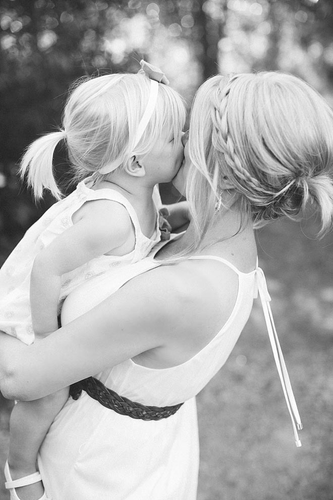 black-and-white-image-mother-daughter-kisses - Gina Zeidler Photography